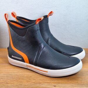 Bassdash Men's US 12 6" Waterproof Ankle Deck Rain Boots Black Neoprene Rubber